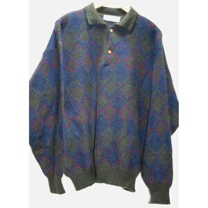 VTG Luciano Barbera Mens Mohair Wool Grandpa Sweater Size 50 (L) Italy Argyle